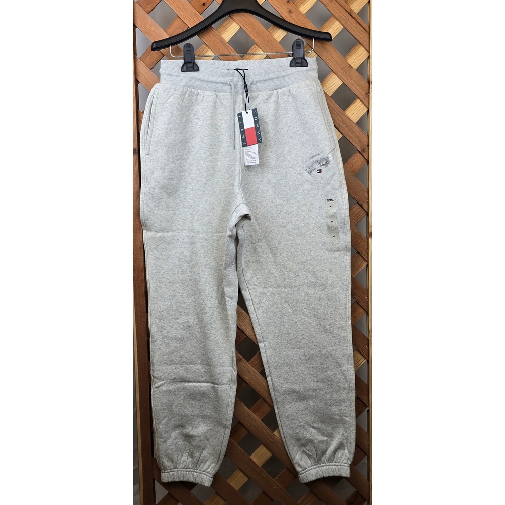 Tommy Jeans Sweatpants Mens Medium Gray Fleece Joggers - NEW